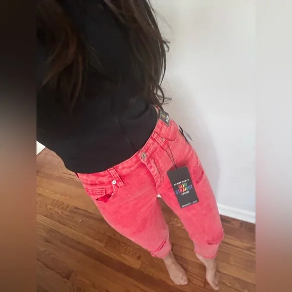 Distressed Red Jeans - Picture 2 of 2